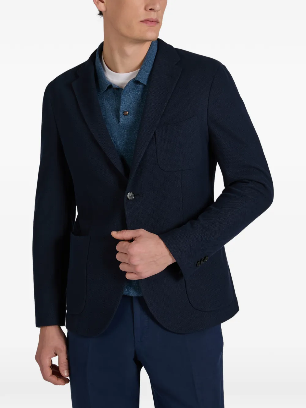  Incotex Rib-knit Blazer - Blue 
