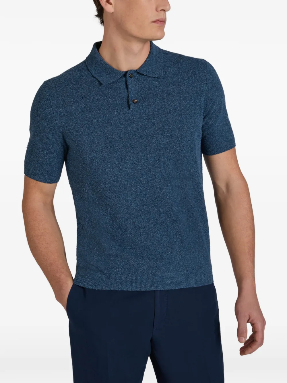 Zanone Bouclé poloshirt Blauw