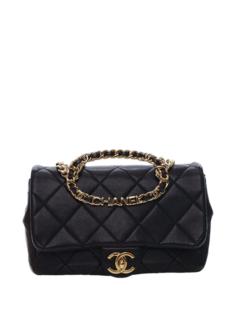 샤넬 프리오운드 2021-2025 스몰 퀼팅 램스킨 라운드 탑 핸들 플랩 사첼 백 R5FJ6AYWEP5JC3ED