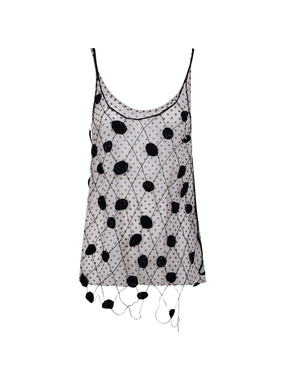 Aviù polka-dot lattice top - Bianco