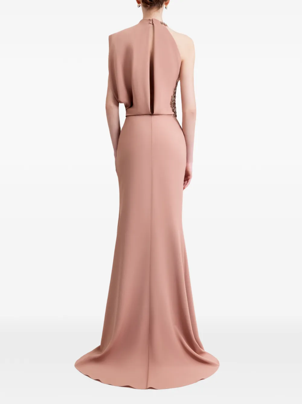 Gemy Maalouf Gedrapeerde maxi-jurk met asymmetrische hals Roze