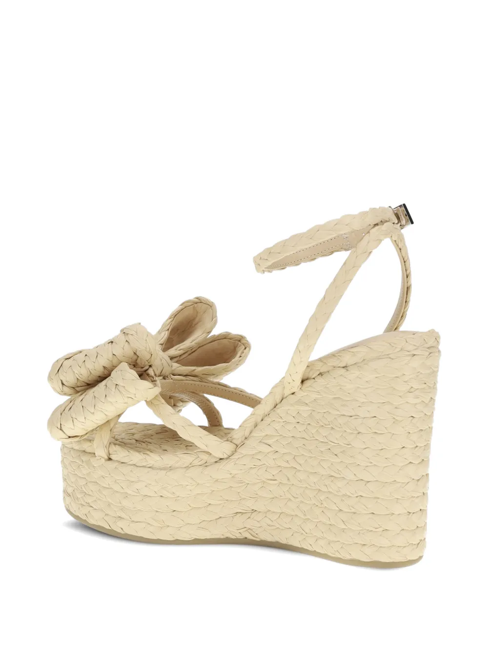 MACH & MACH Le Cadeau gevlochten sandalen met sleehak en strik Beige