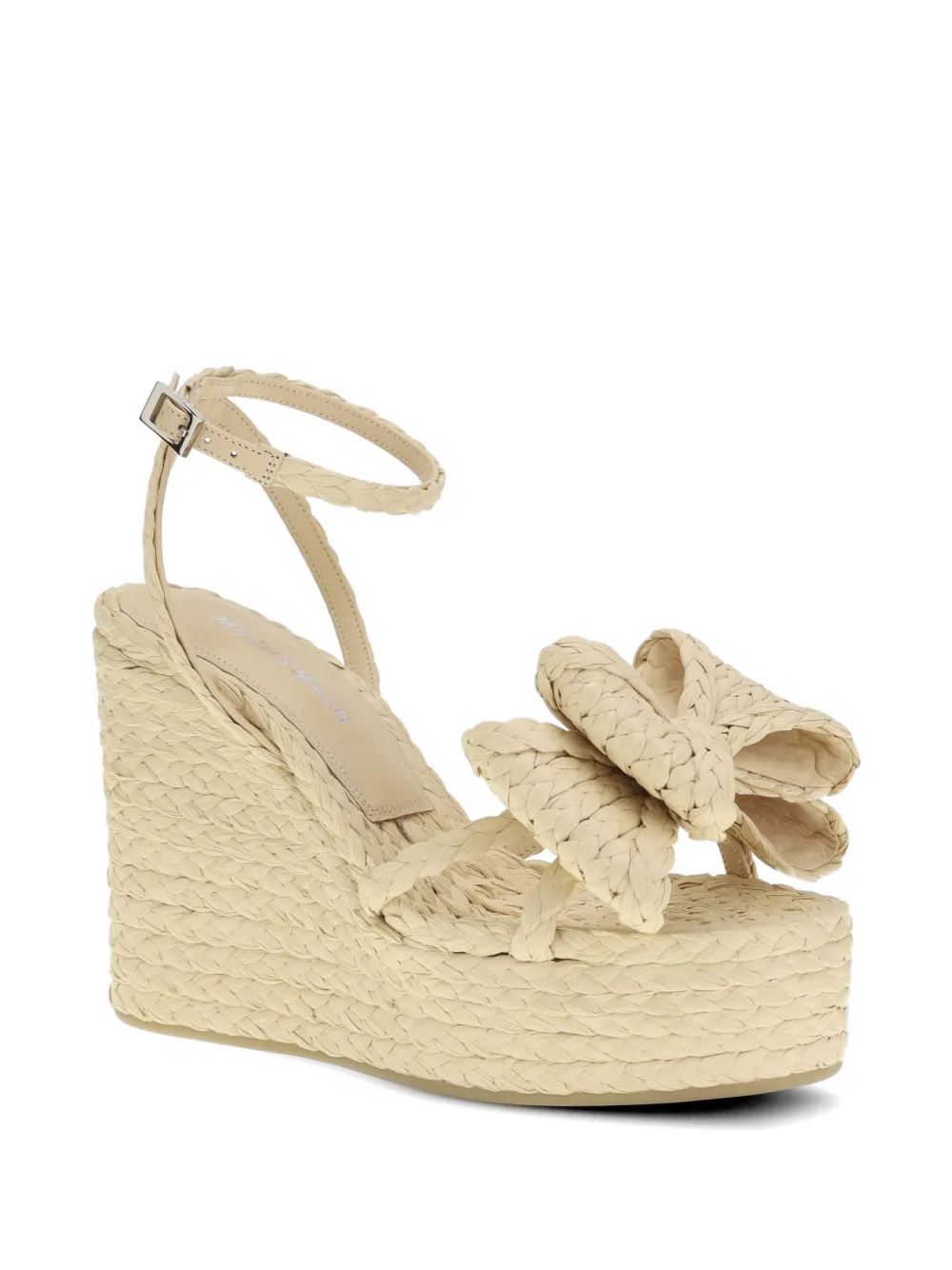 MACH & MACH Le Cadeau gevlochten sandalen met sleehak en strik Beige