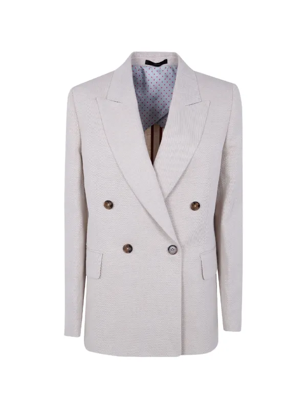 Paul Smith Cotton-linen Double-breasted Blazer in Neutrals