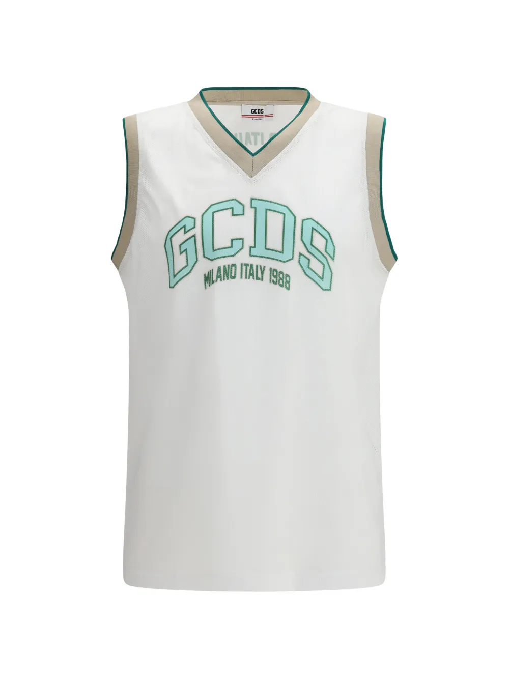 GCDS V-neck logo tank - Bianco