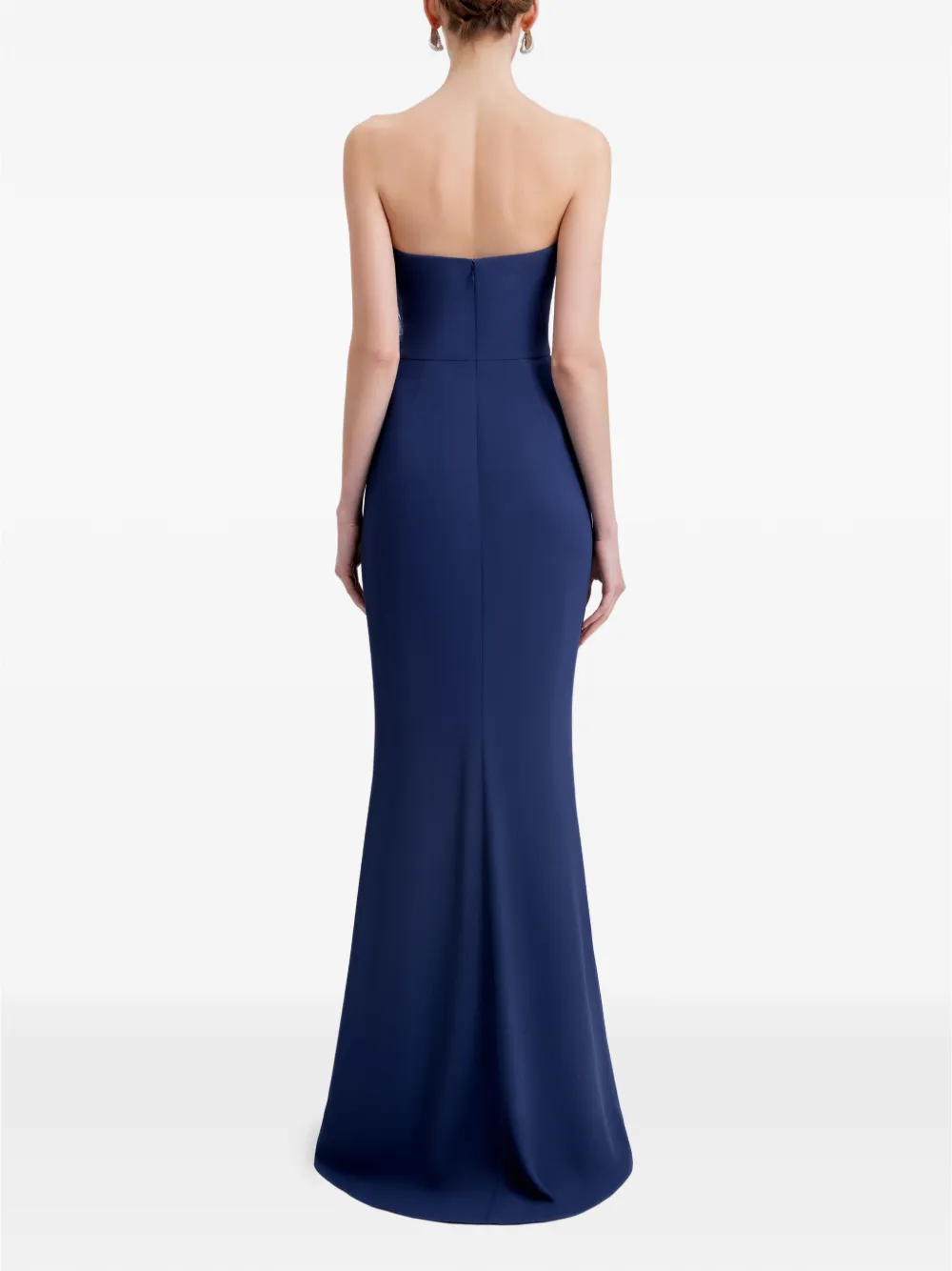 Gemy Maalouf Gedrapeerde maxi-jurk met verendetail Blauw