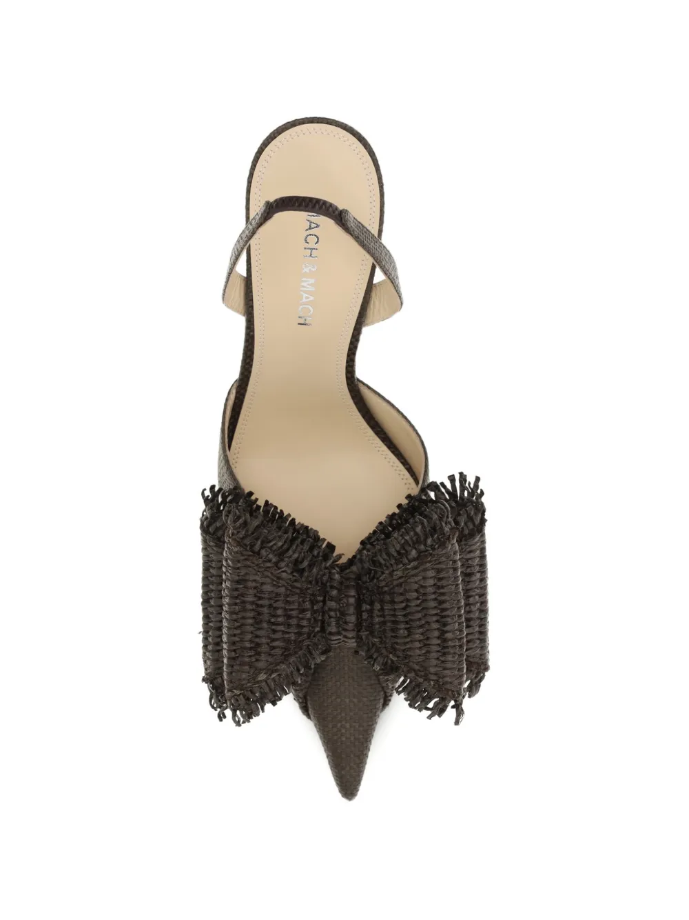 MACH & MACH Raffia slingback sandalen met franje Bruin