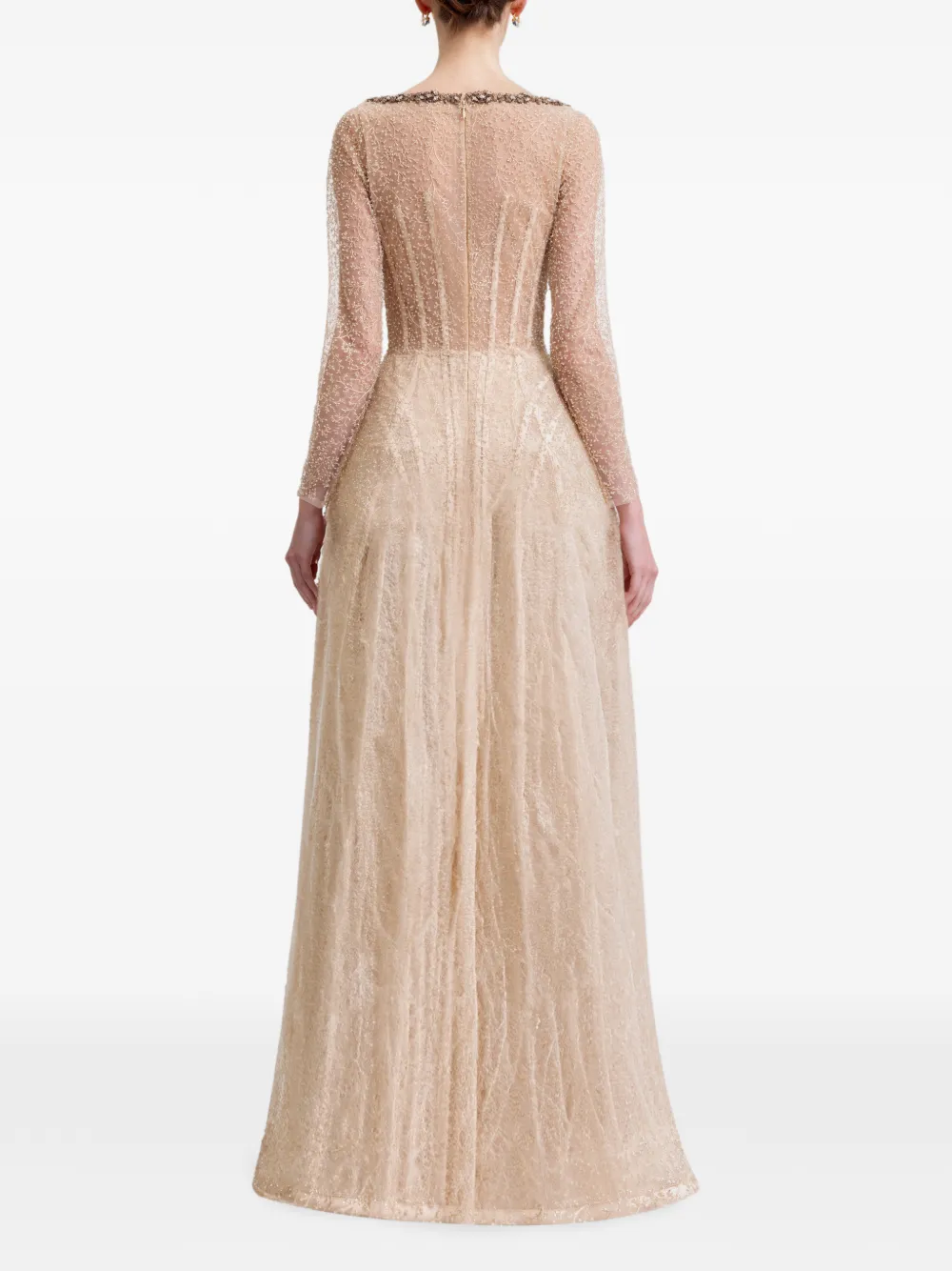 Gemy Maalouf Verfraaide maxi-jurk Beige