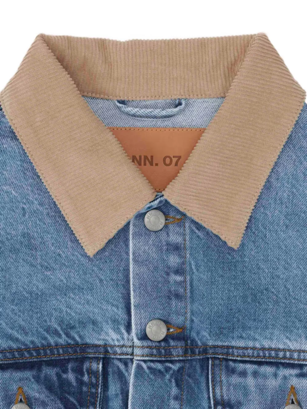 NN07 Roy denim jack met ribfluwelen kraag Blauw