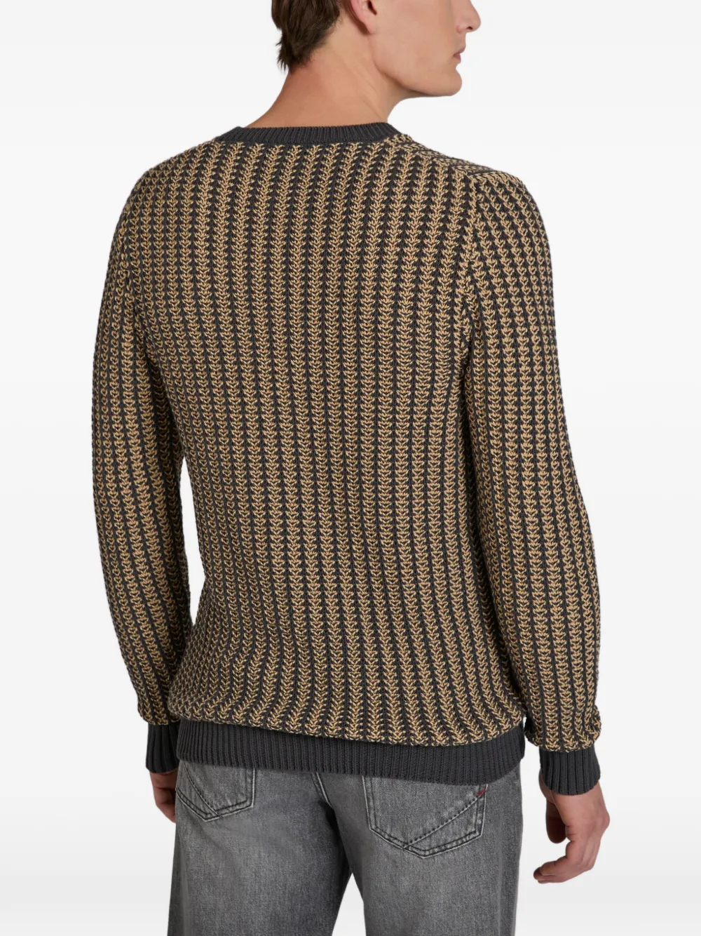 Zanone Geribbelde trui met ronde hals Beige
