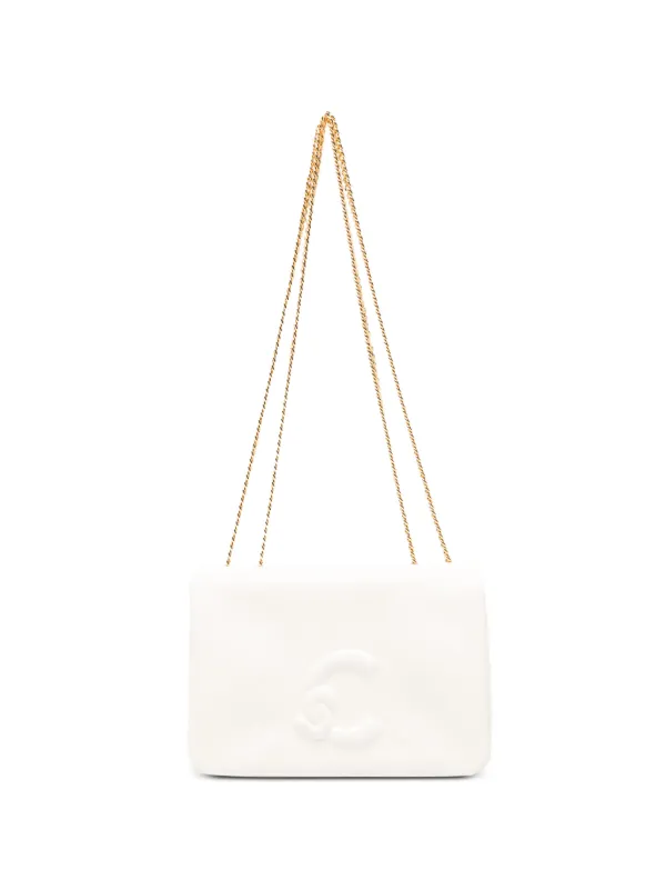 Coccinelle Mini Dulse Embossed Chain Shoulder Bag | White