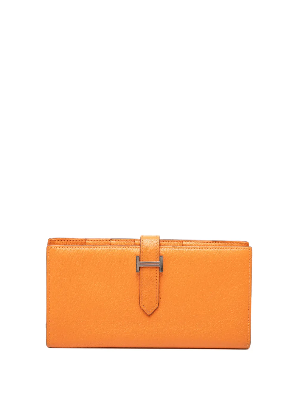 Pre-owned Hermes 2011 Chevre Mysore Bearn Soufflet Wallet Long Wallets In Orange
