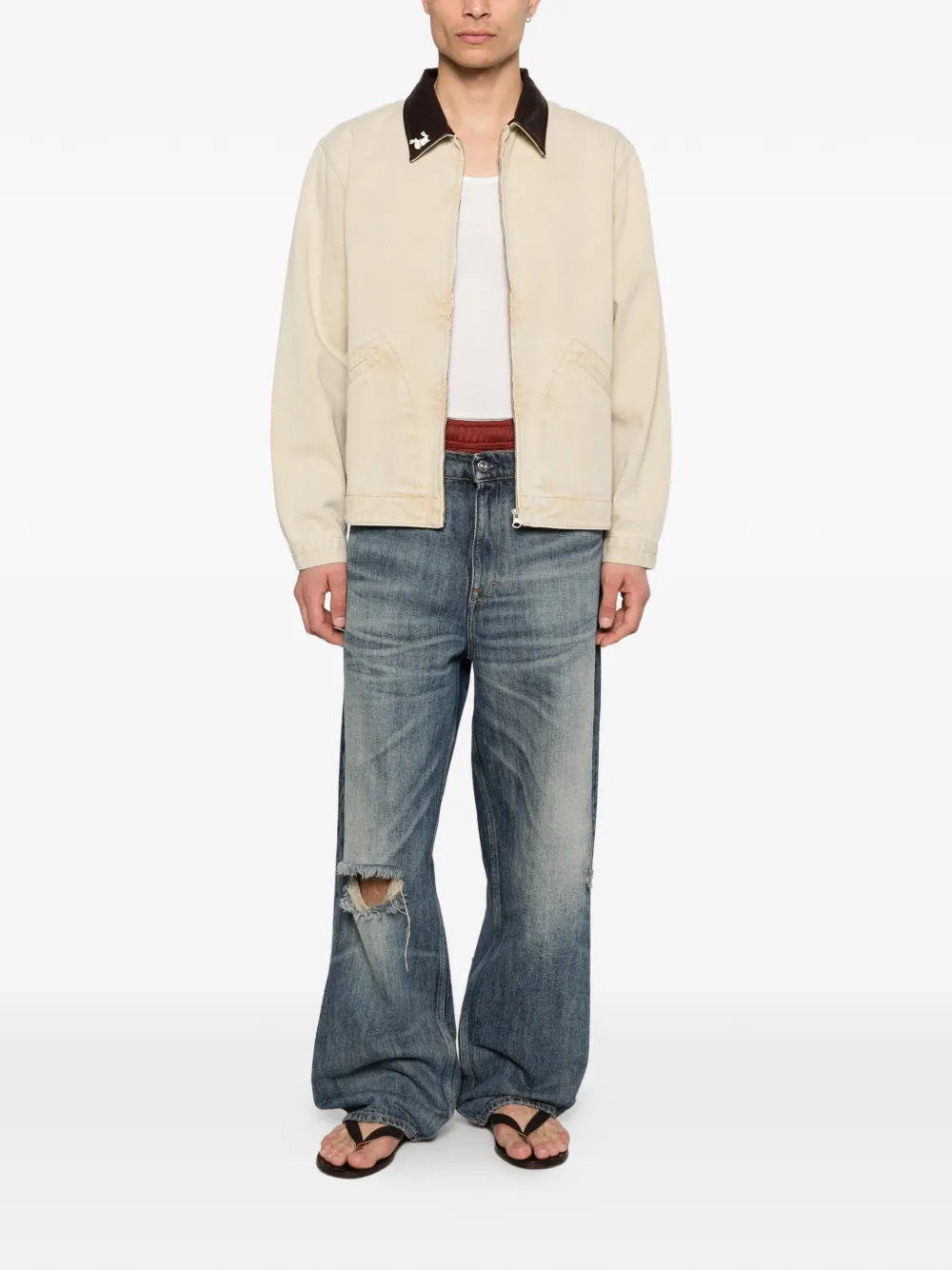  Carne Bollente Polo-collar Zip-fastening Jacket - Neutrals 