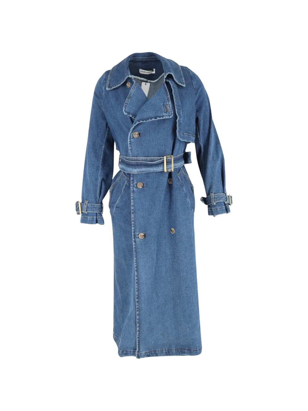 Nour Hammour Harriet denim belted trench coat - Blu