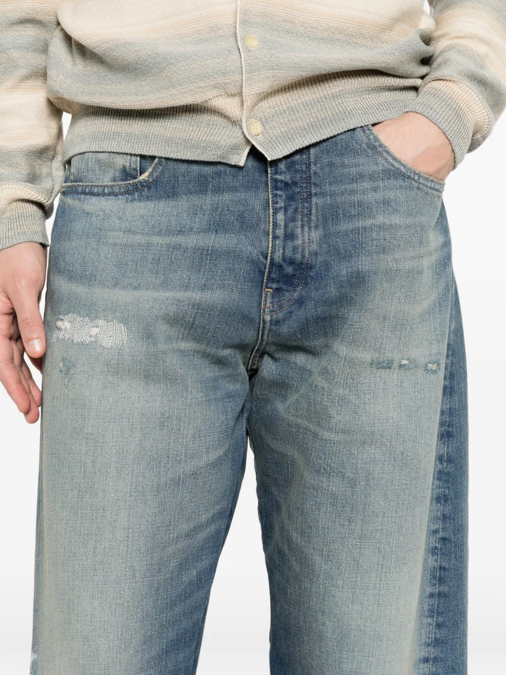 Sunflower Gerafelde jeans met gedraaid detail Blauw