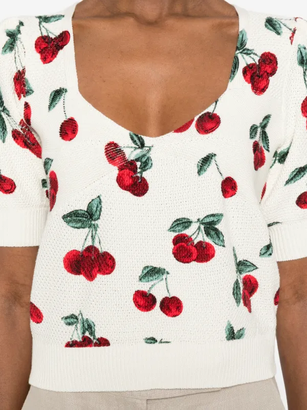 TWINSET cherry-print short-sleeve Sweater | Neutrals | FARFETCH ZA