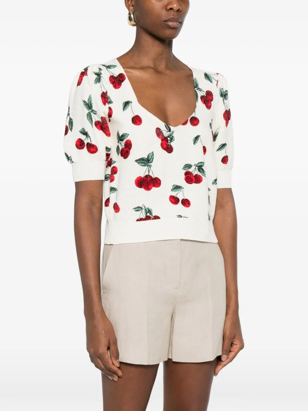  Twinset Cherry-print Sweater - Neutrals 