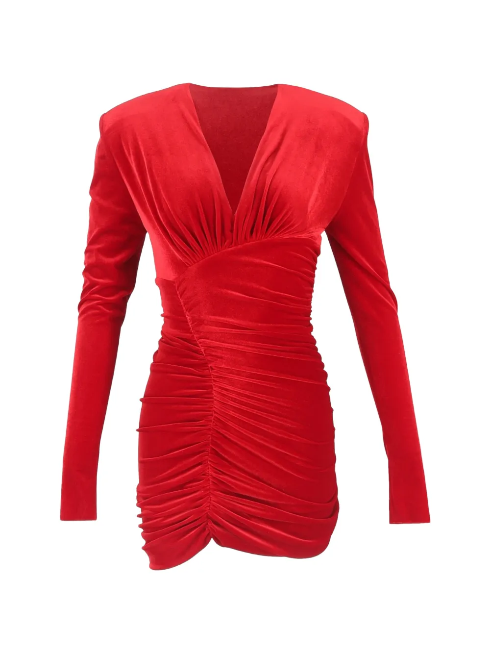 Alexandre Vauthier ruched long-sleeve mini dress - Rosso