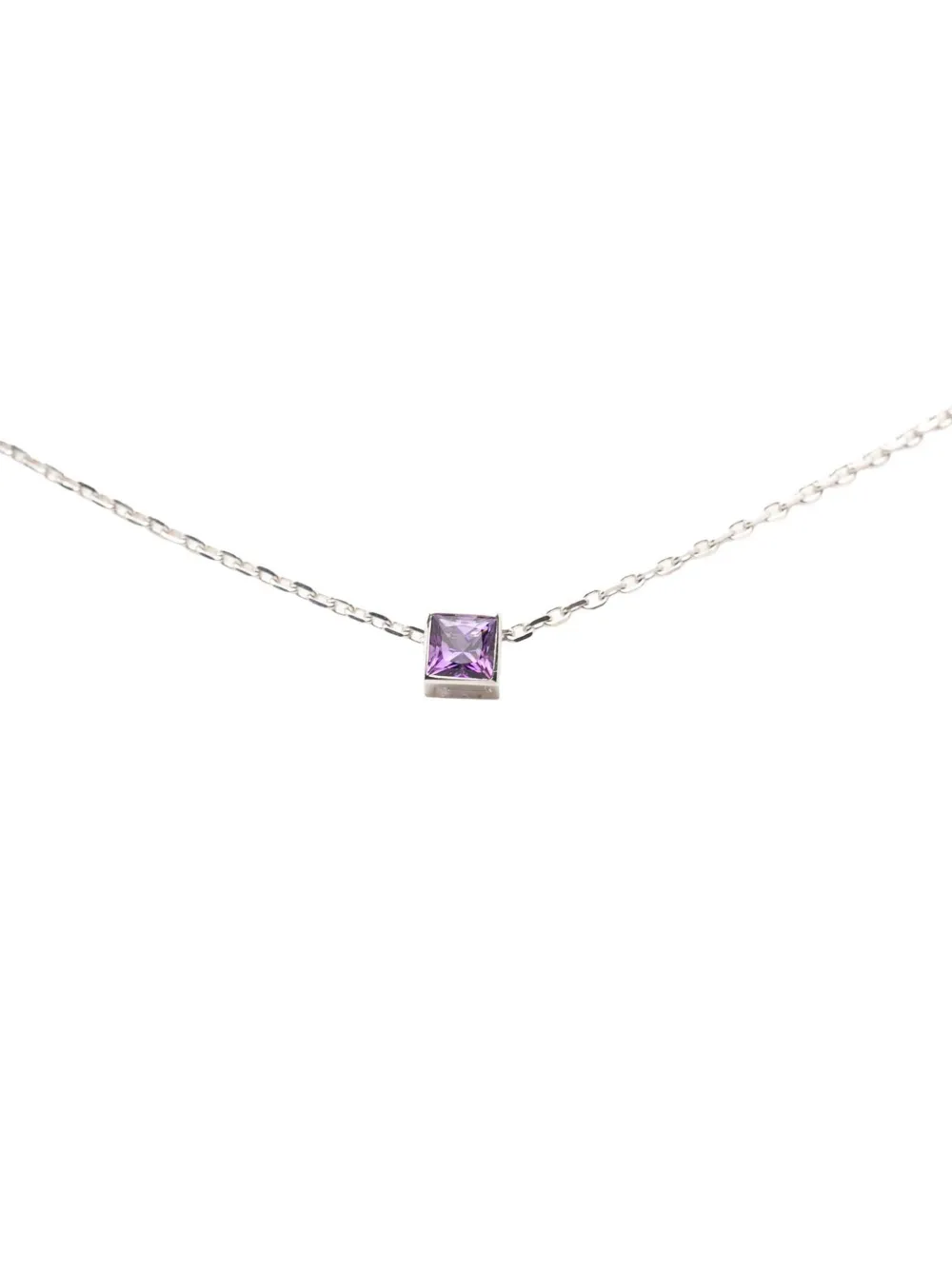 Gucci Pre-Owned 2015-2025 18K White Gold Amethyst Square Pendant necklace - Viola