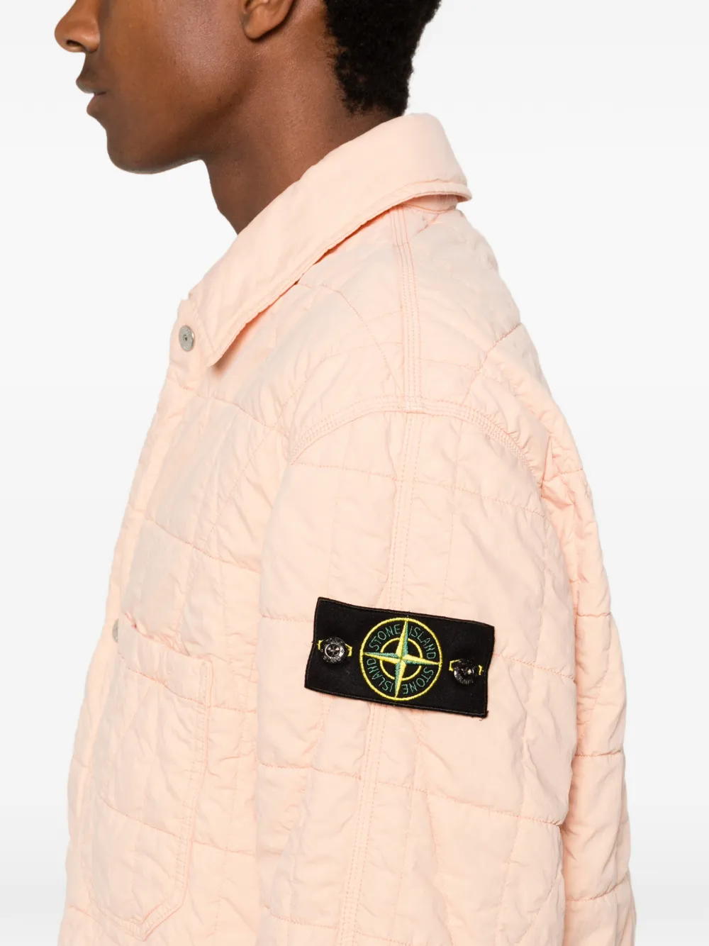 Stone Island Gewatteerd jack met logopatch Roze
