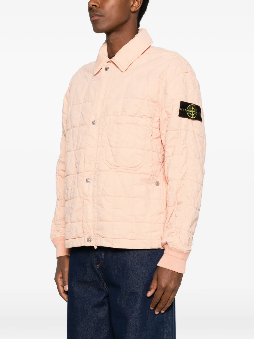 Stone Island Gewatteerd jack met logopatch Roze