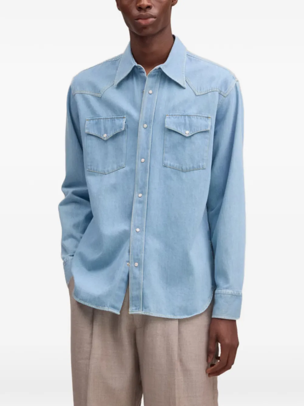 NN07 Ricky denim overhemd met zak Blauw