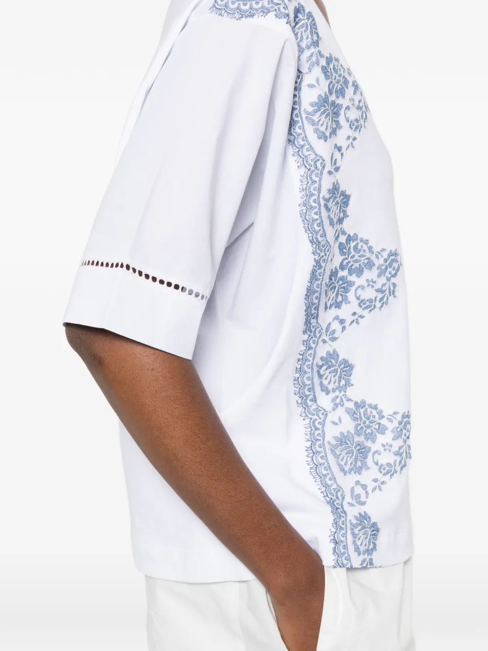 ERMANNO FIRENZE T-shirt met bloemenprint en V-hals Wit