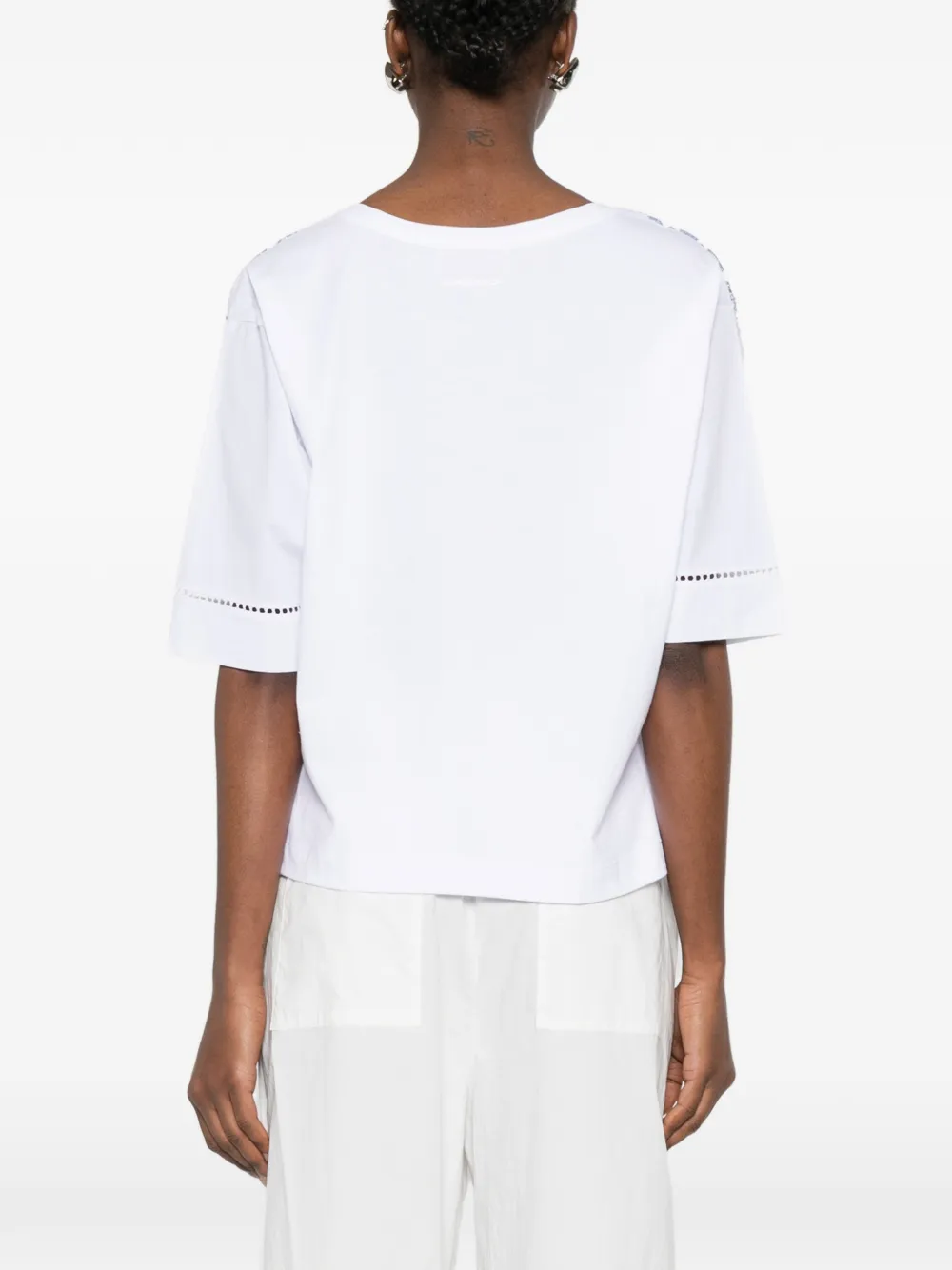 ERMANNO FIRENZE T-shirt met bloemenprint en V-hals Wit