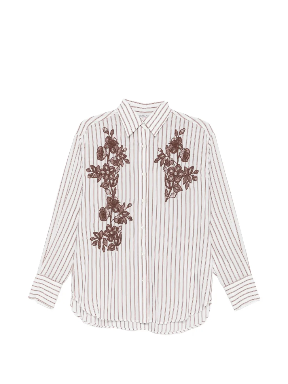 ERMANNO FIRENZE floral-embroidered striped shirt - Bianco