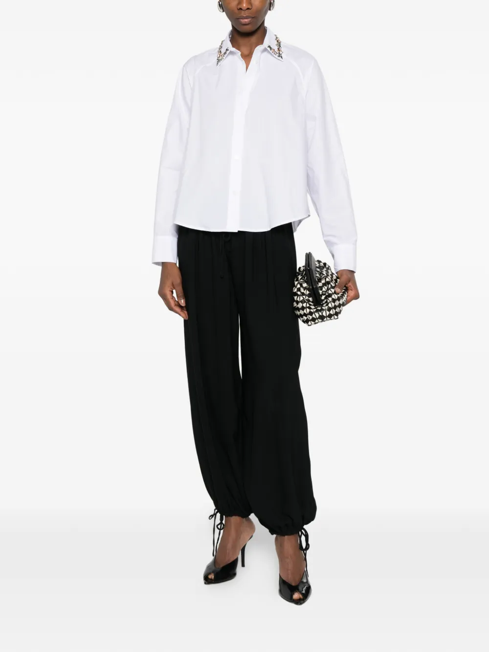  Ermanno Firenze Floral Collar Shirt - White 