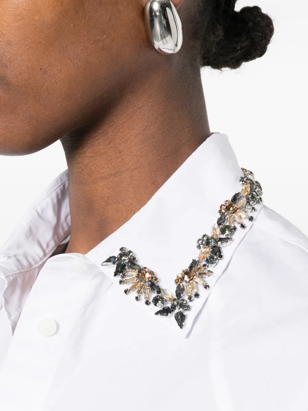 ERMANNO FIRENZE Blouse met bloemenprint en kraag Wit