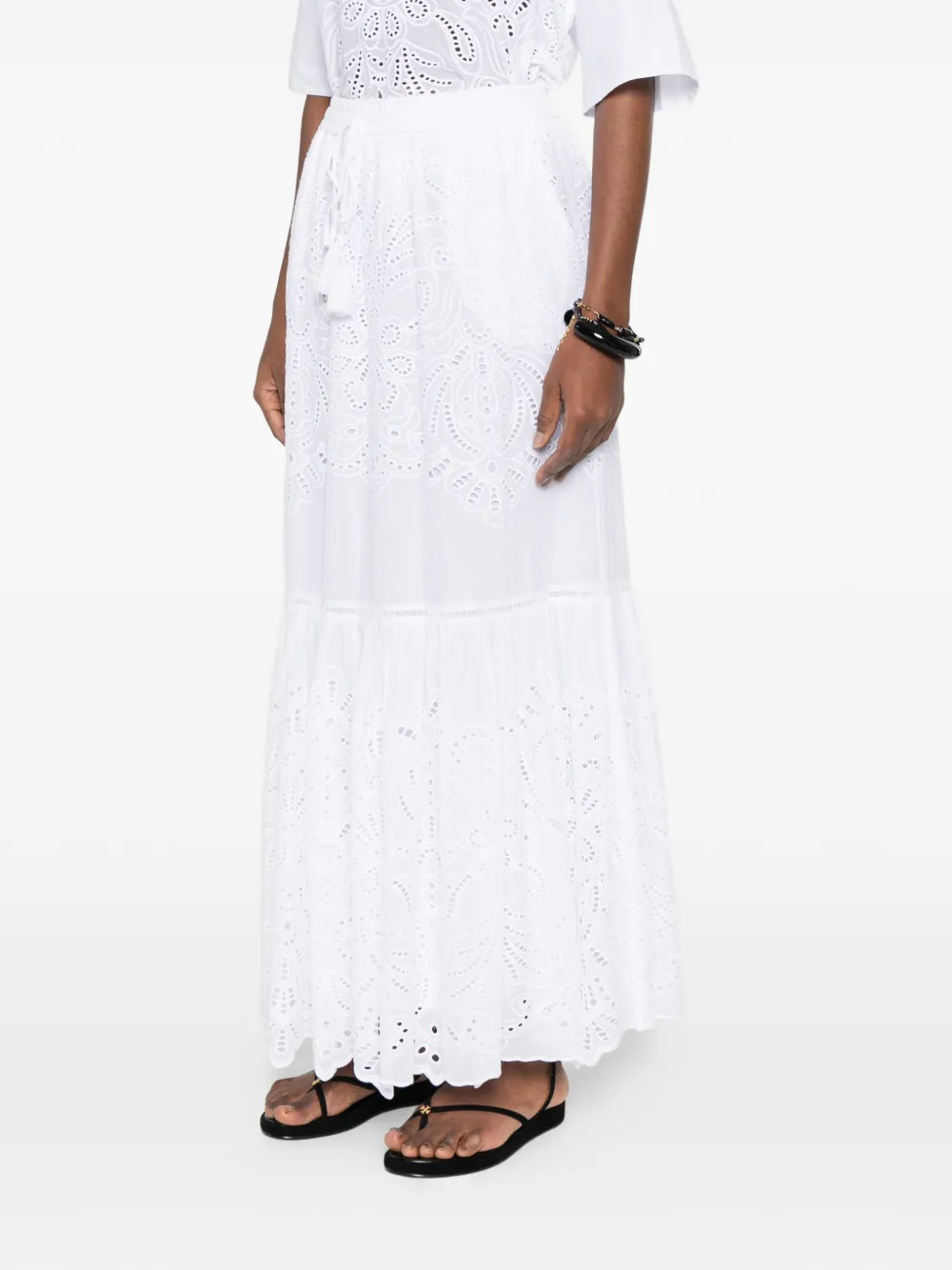 ERMANNO FIRENZE Rok met trekkoord en ringlets Wit