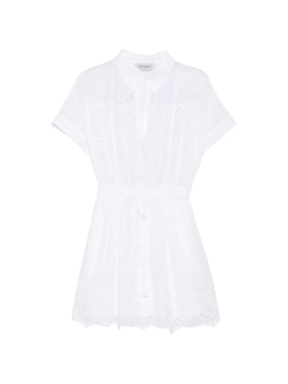 ERMANNO FIRENZE eyelet drawstring dress - Bianco