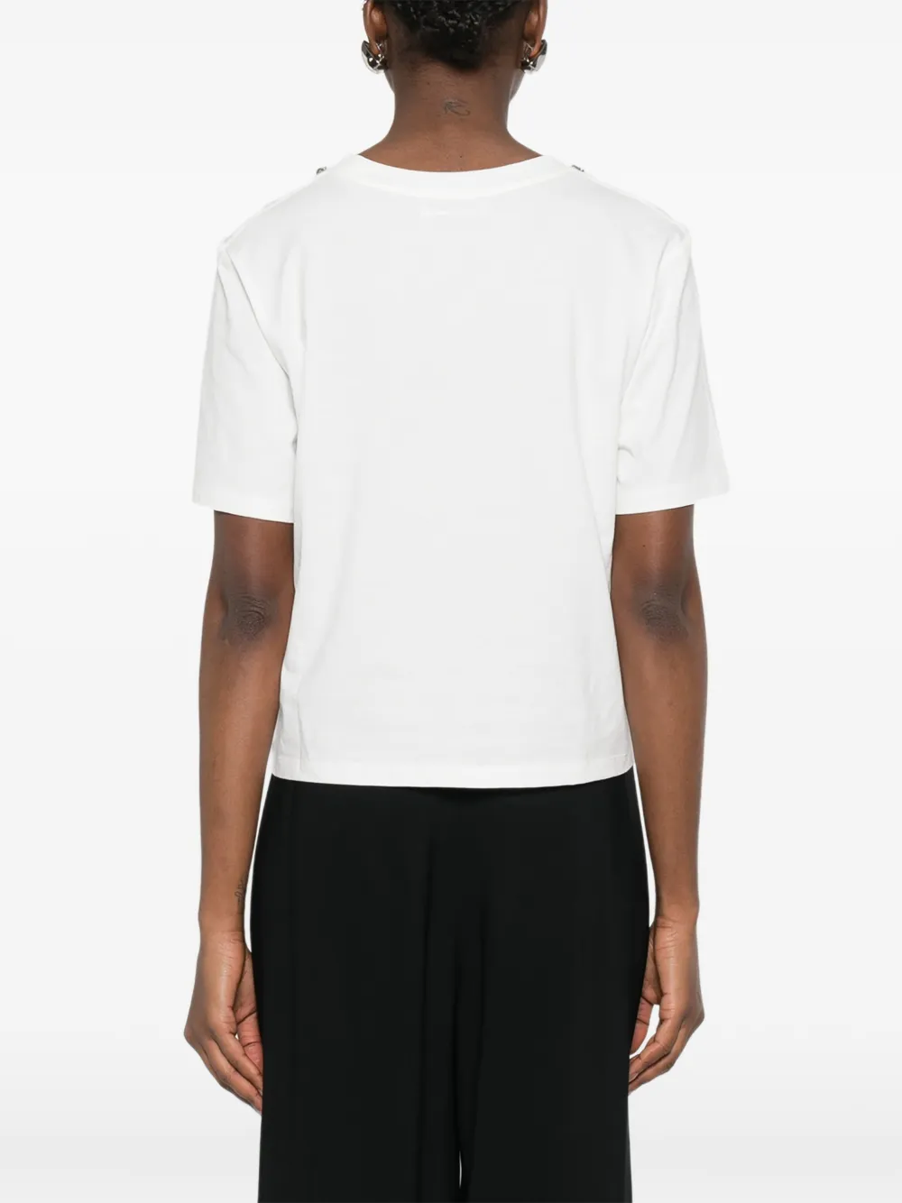 ERMANNO FIRENZE T-shirt verfraaid met pailletten en ronde hals Wit