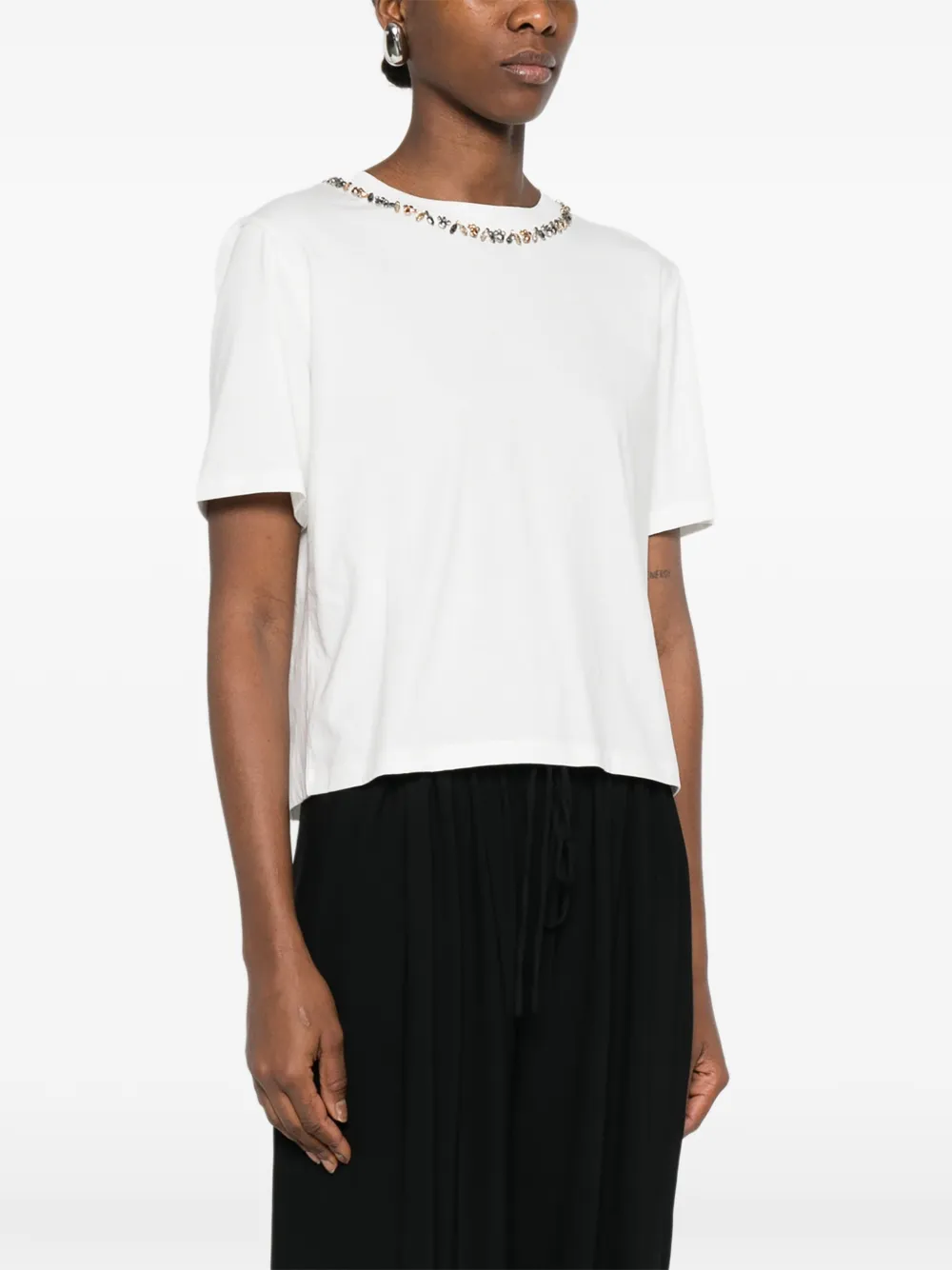  Ermanno Firenze Embellished Crew-neck T-shirt - White 