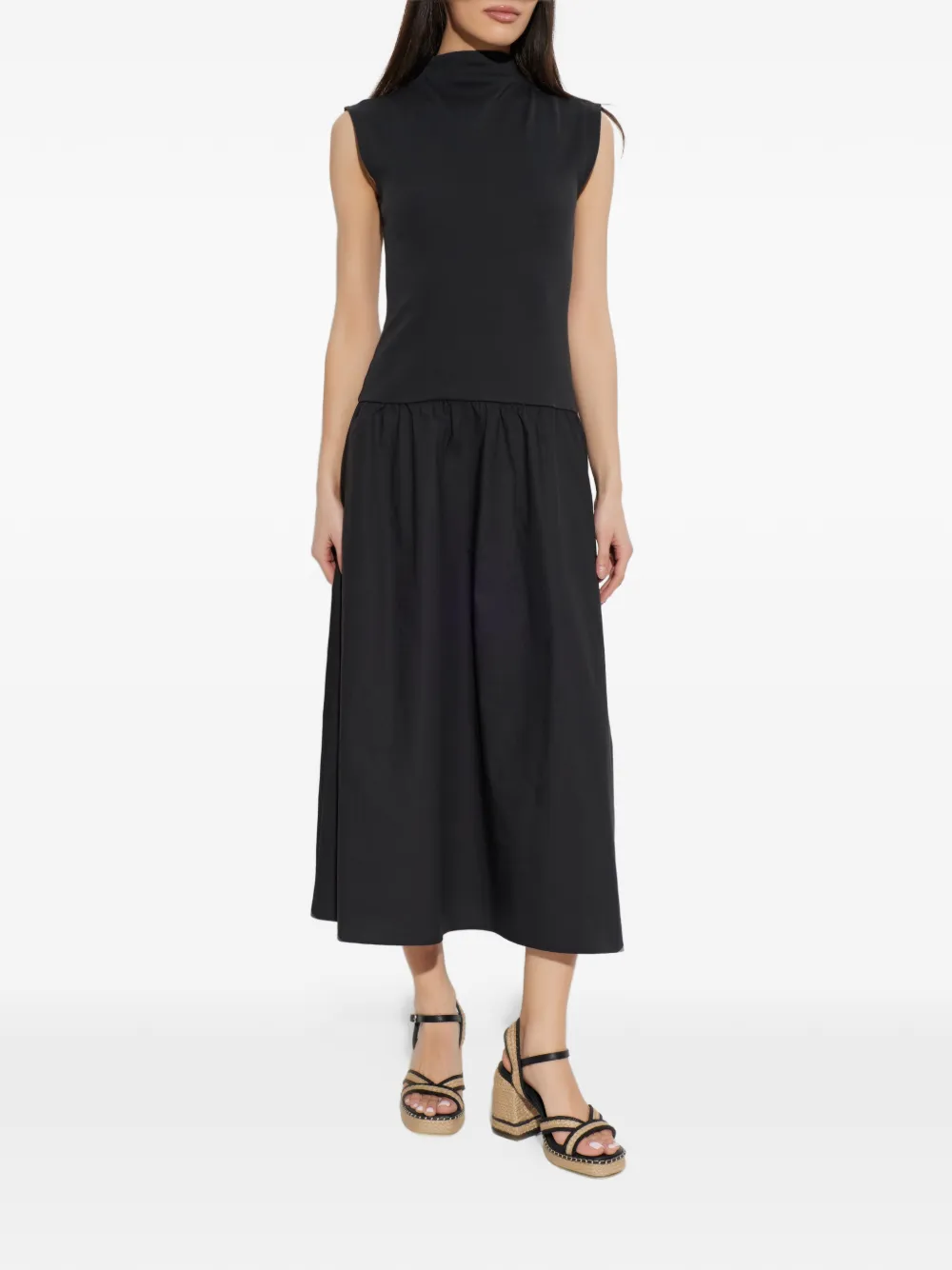  Samsoe Samsoe High-neck Gathered Midi Dress - Black 
