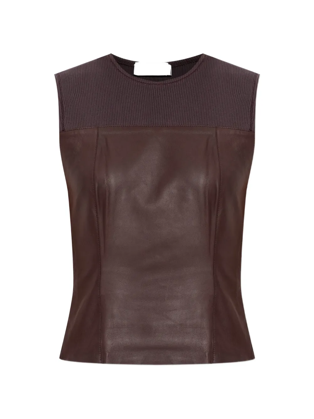 SAMSOE SAMSOE Sapia ribbed-detail lambskin top - Marrone
