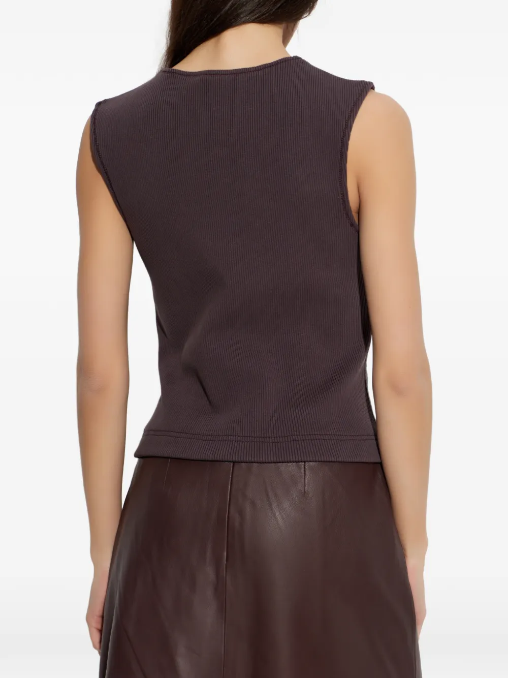SAMSOE Sapia top met geribbeld detail Bruin