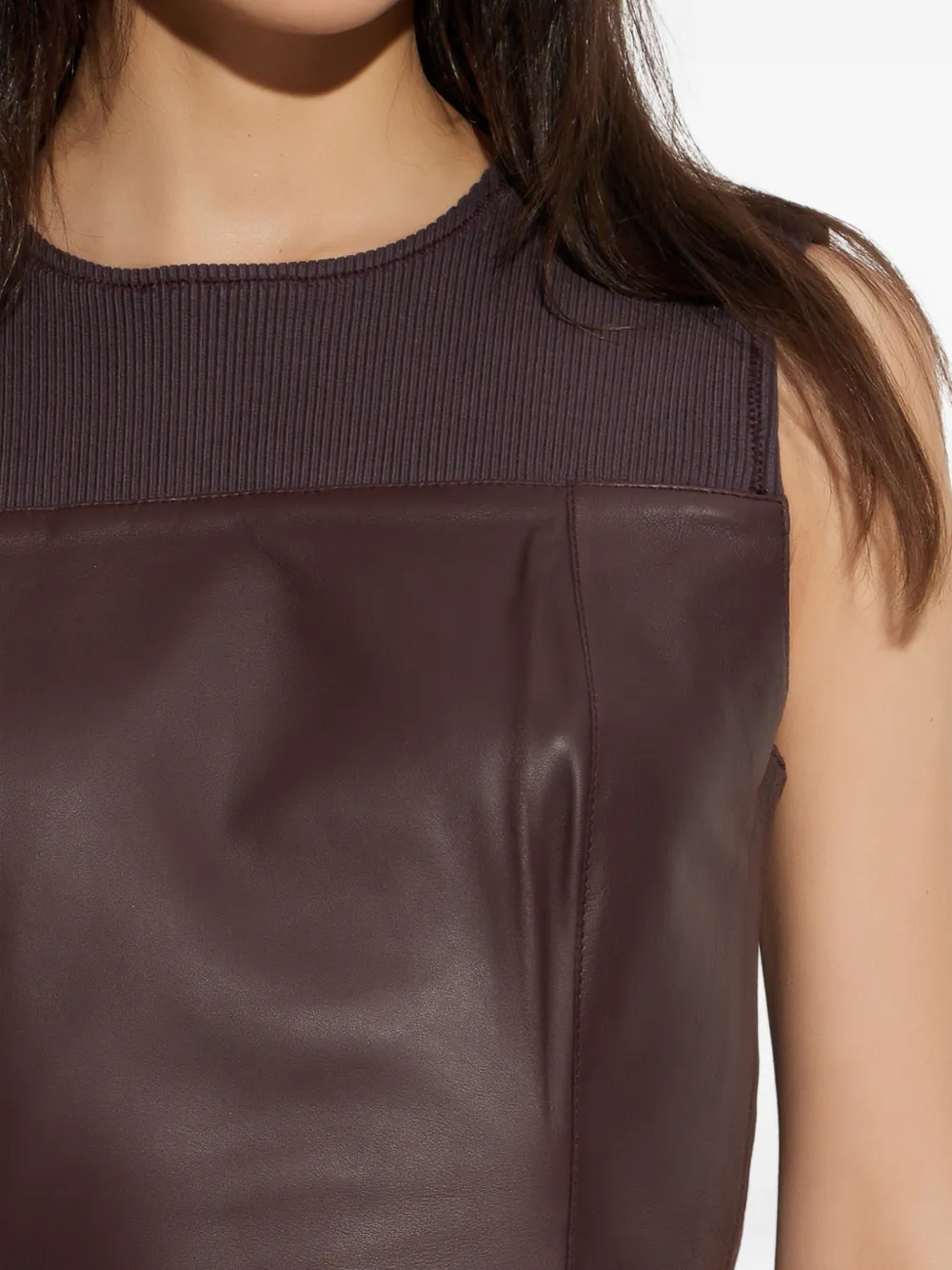 SAMSOE Sapia top met geribbeld detail Bruin