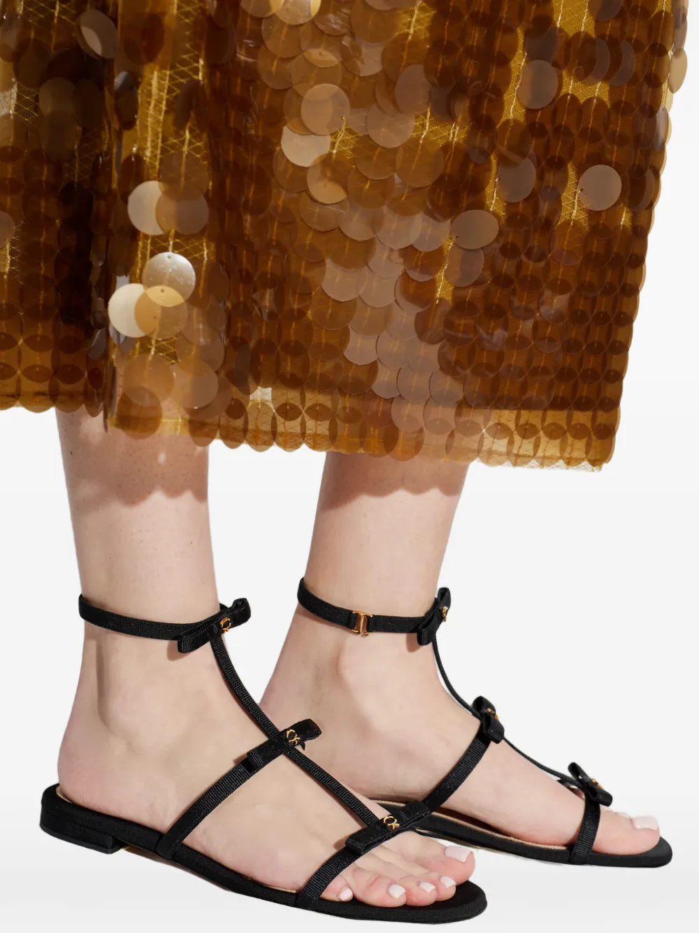 Gianvito Rossi bow strap sandals Zwart