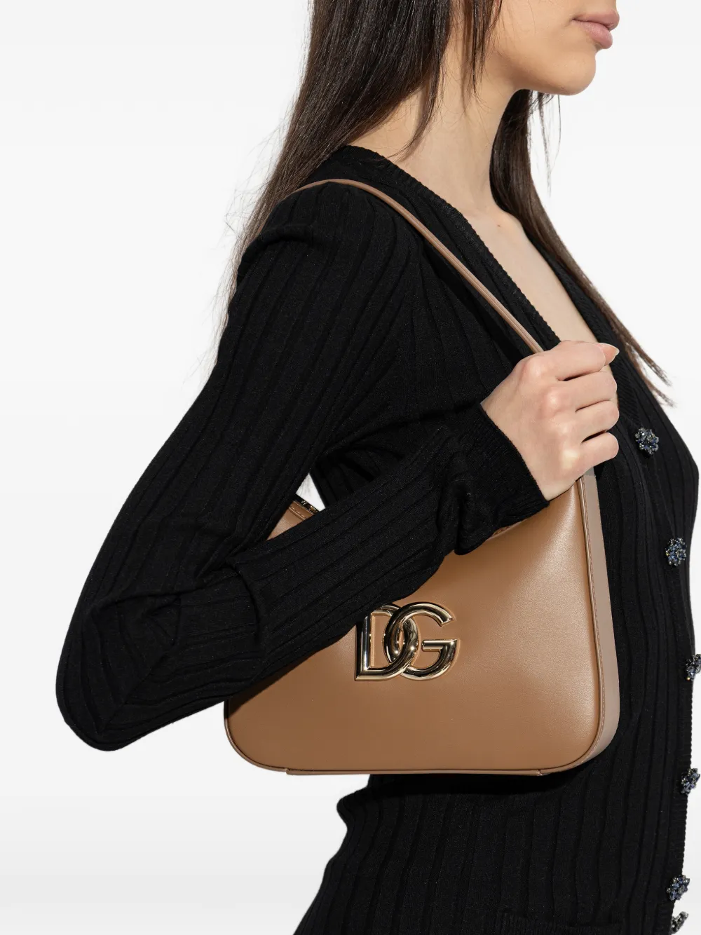 Dolce & Gabbana Leren shopper met logo Bruin