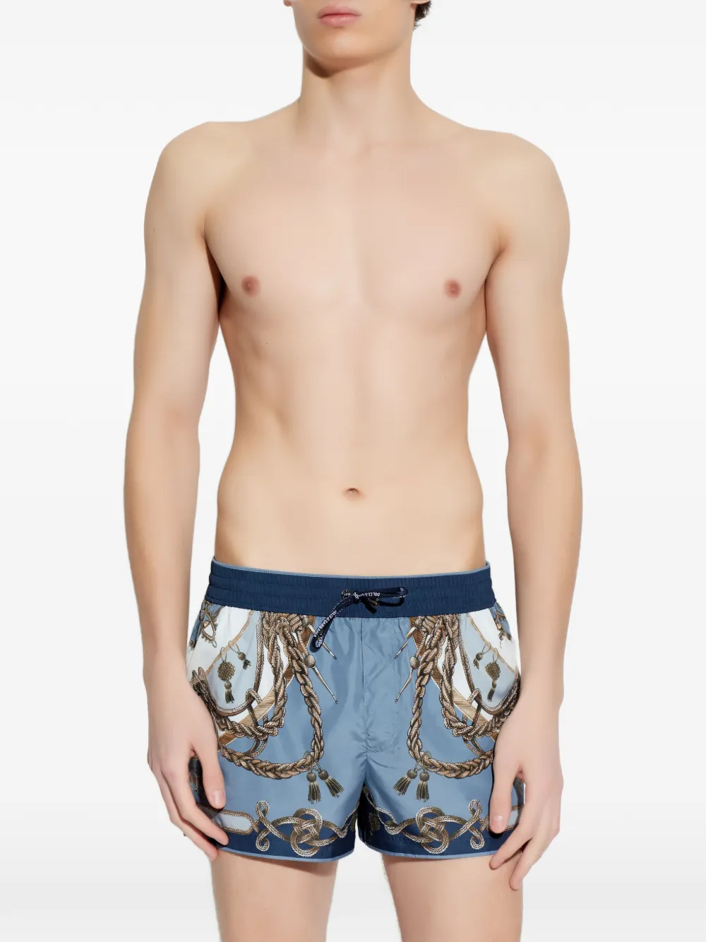  Dolce & Gabbana Rope Print Swim Shorts - Blue 