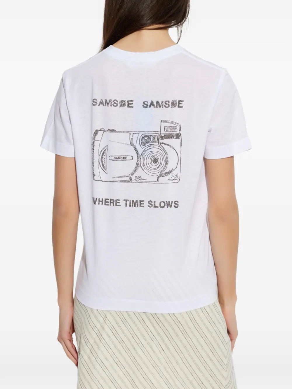 SAMSOE Sacamino T-shirt met grafische print Wit