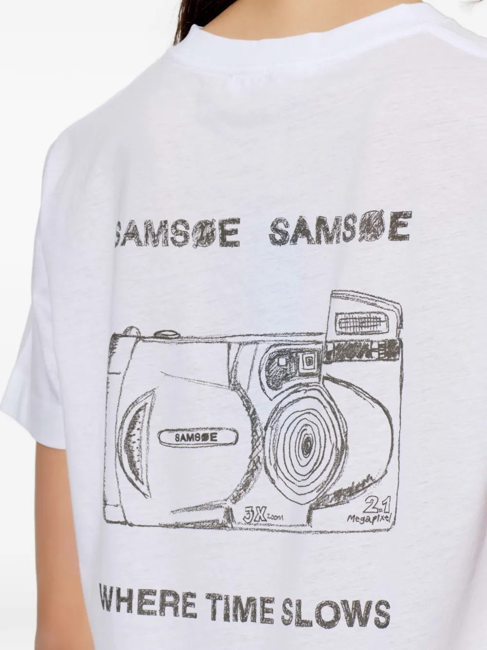 SAMSOE Sacamino T-shirt met grafische print Wit