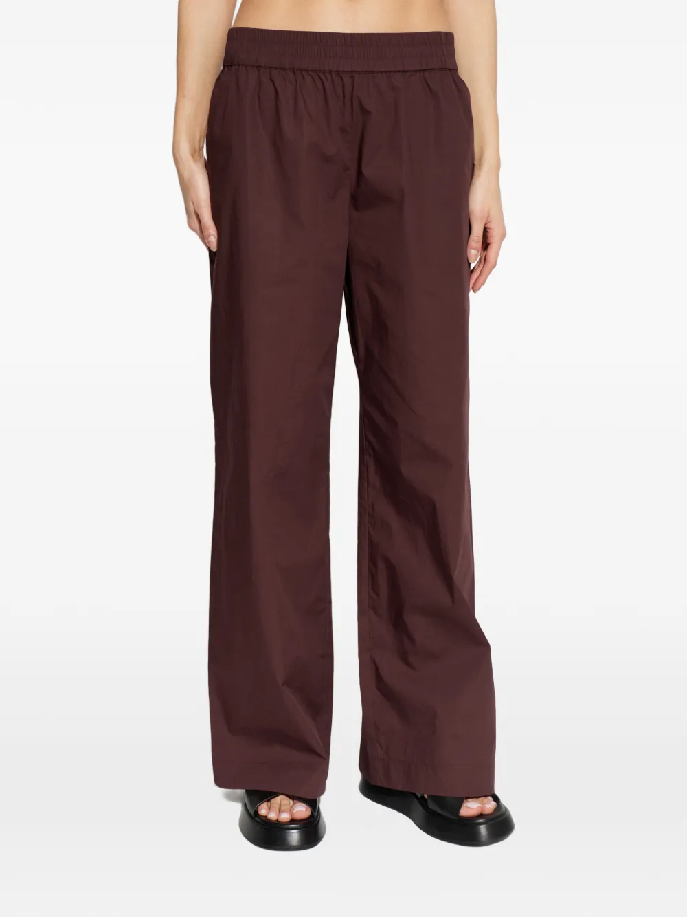SAMSOE Sajulio broek met elastische taille en wijde pijpen Bruin