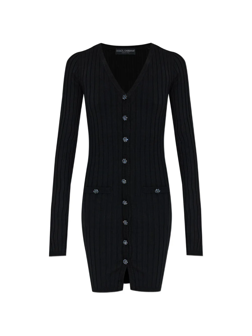 Dolce & Gabbana buttoned V-neck mini dress - Nero