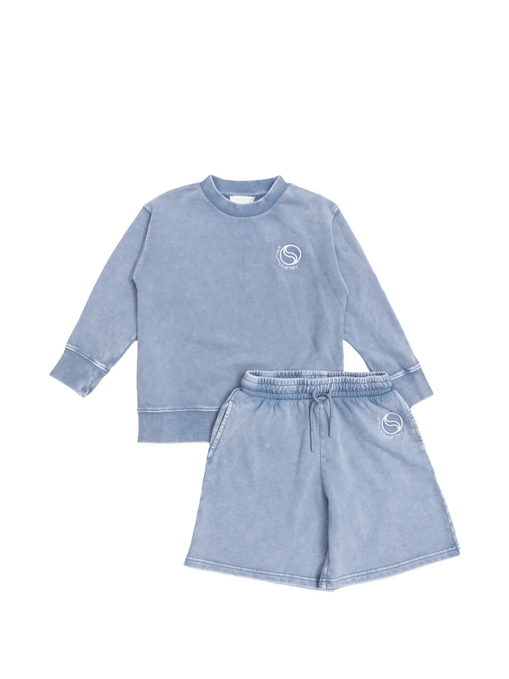 Stella McCartney Kids logo embroidery short set - Blu