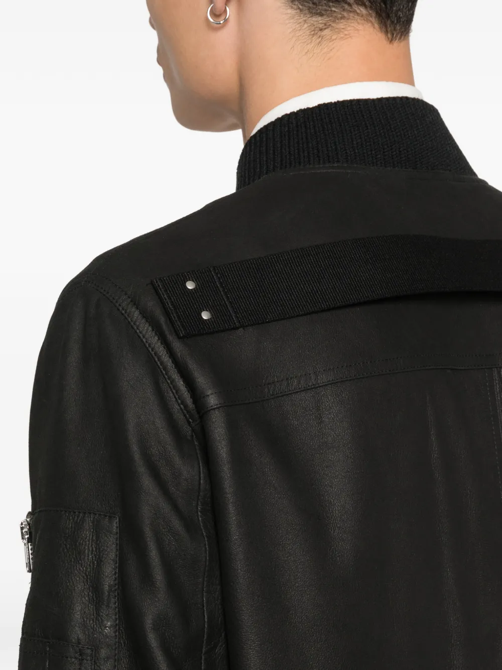 Rick Owens Classic Flight Button Bomber Jacket | Black | FARFETCH RO