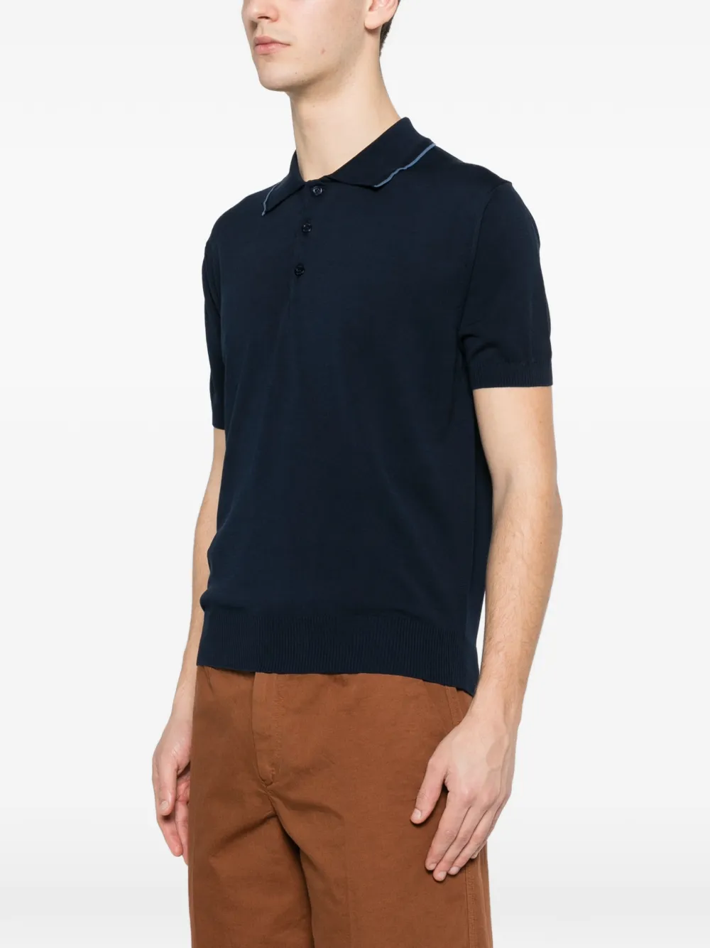  Canali Piped Polo Shirt - Blue 