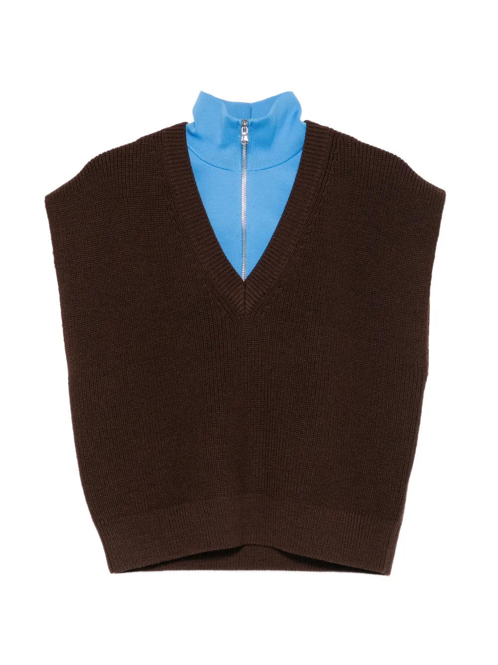 Tibi cardigan stitch removable vest - Marrone